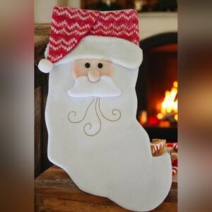 Festive Santa Christmas Stocking - Red and White
